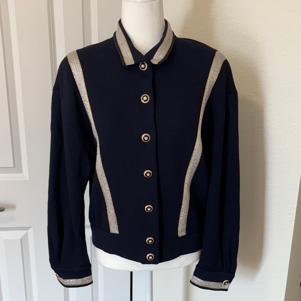 St. John Black Blazer with Gold Accents